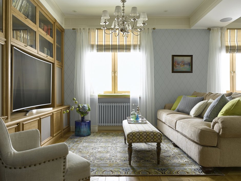 Фотография: Гостиная в стиле Классический, Современный, Квартира, Проект недели, Москва, Сергей Ананьев, 3 комнаты, 60-90 метров, KuzovlevaHome – фото на INMYROOM