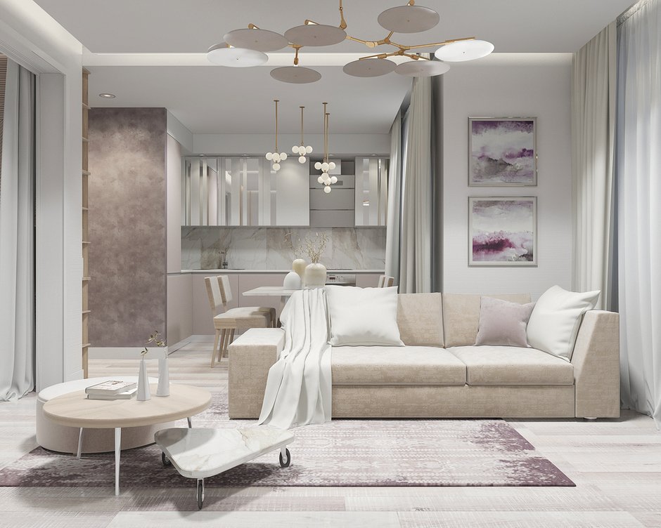 Фотография: Гостиная в стиле Современный, Квартира, Студия, Проект недели, Новая Москва, Монолитный дом, 40-60 метров, Лена Логинова – фото на INMYROOM