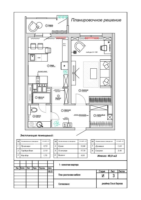 План с расстановкой мебели
