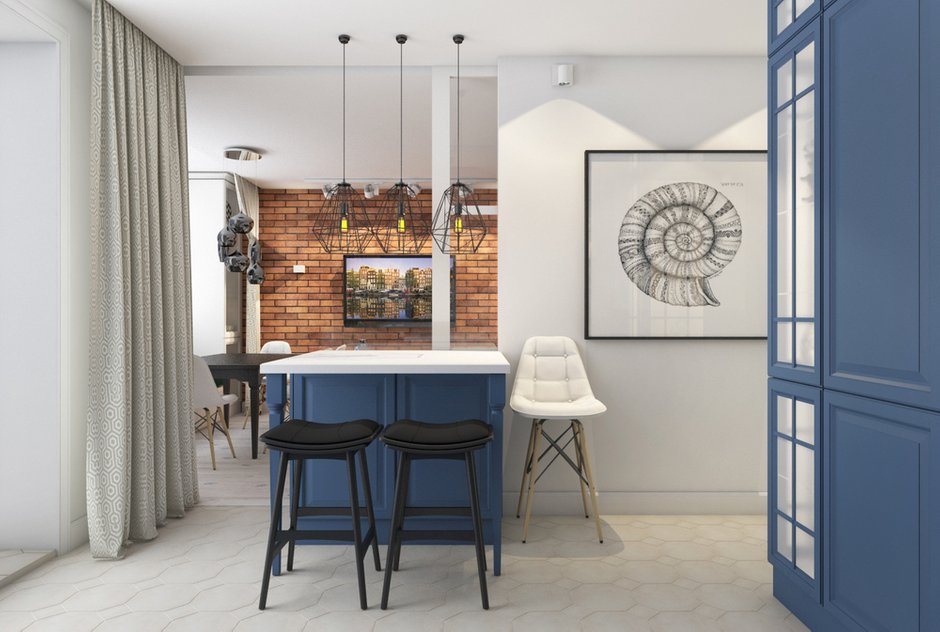 Фотография: Кухня и столовая в стиле Современный, Квартира, Проект недели, Смоленск, Кирпичный дом, 2 комнаты, 60-90 метров, Марина Козина – фото на INMYROOM