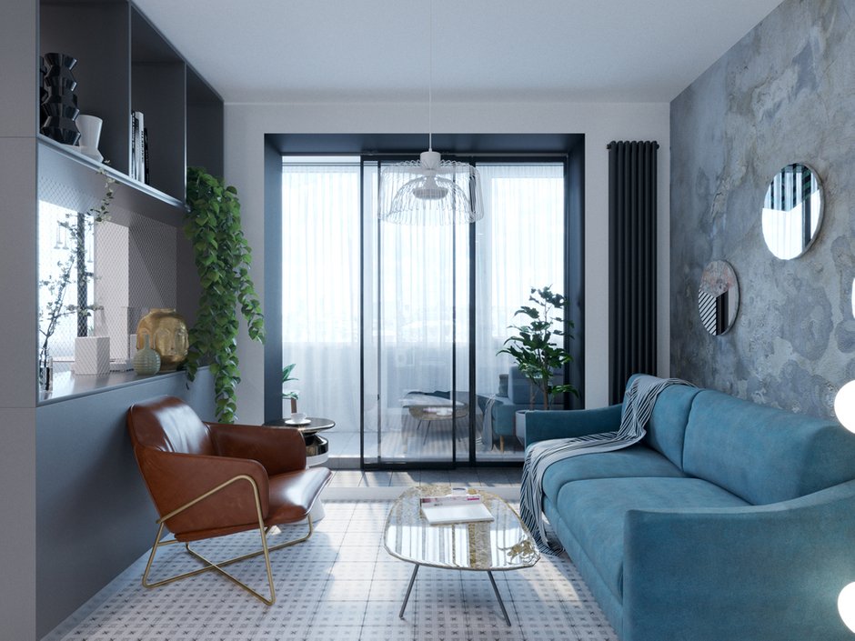 Фотография: Гостиная в стиле Современный, Малогабаритная квартира, квартира холостяка, малогабаритка, 1 комната, до 40 метров, Юлия Тельнова – фото на INMYROOM