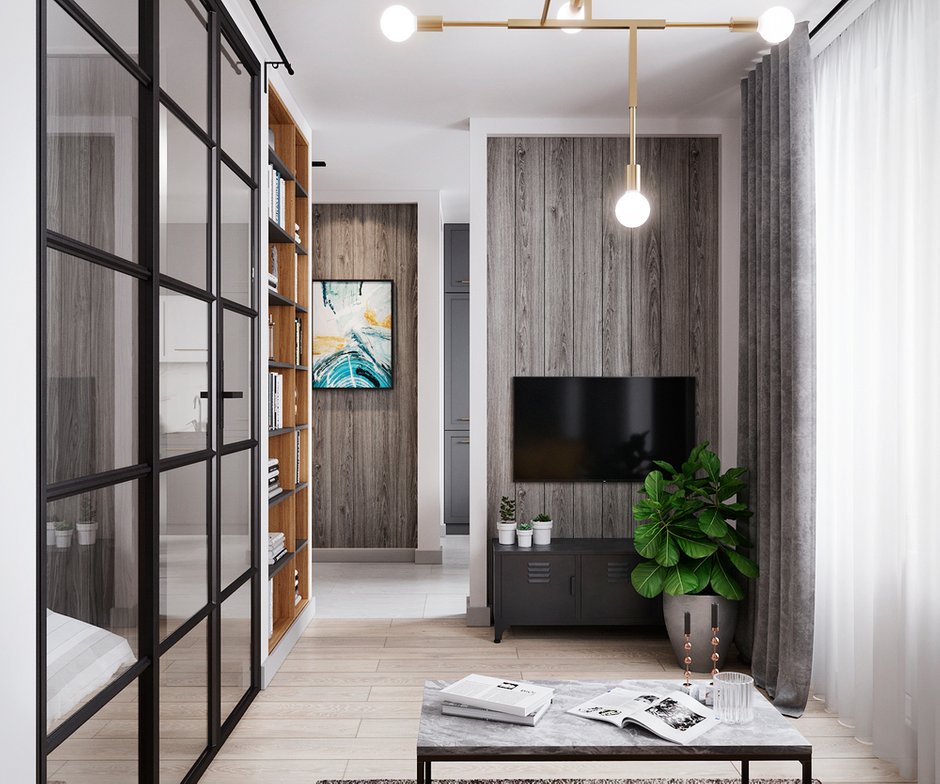 Фотография: Гостиная в стиле Современный, Квартира, Студия, Проект недели, Московская область, Монолитный дом, до 40 метров, Светлана Удзилаури – фото на INMYROOM