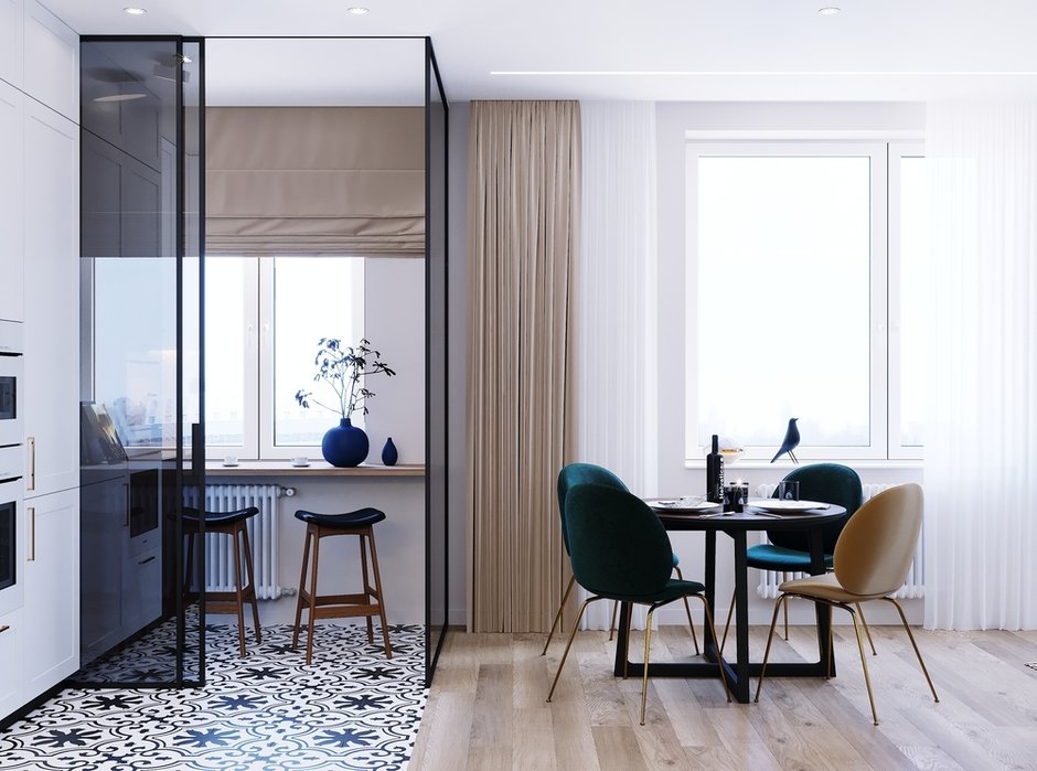 Фотография: Кухня и столовая в стиле Современный, Квартира, Проект недели, Москва, 3 комнаты, 60-90 метров, Монолитно-кирпичный, Студия 20:18, ПРЕМИЯ INMYROOM – фото на INMYROOM
