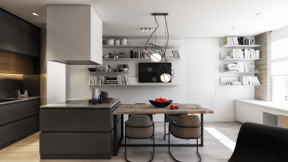 Фотография: Кухня и столовая в стиле Современный, Квартира, Проект недели, Москва, 2 комнаты, Более 90 метров, Artstudio – фото на INMYROOM