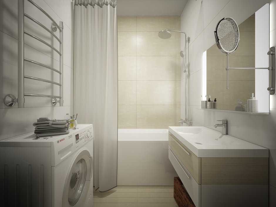 Фотография: Ванная в стиле Современный, Скандинавский, Квартира, Проект недели, Победа Дизайна, новостройка, трешка – фото на INMYROOM