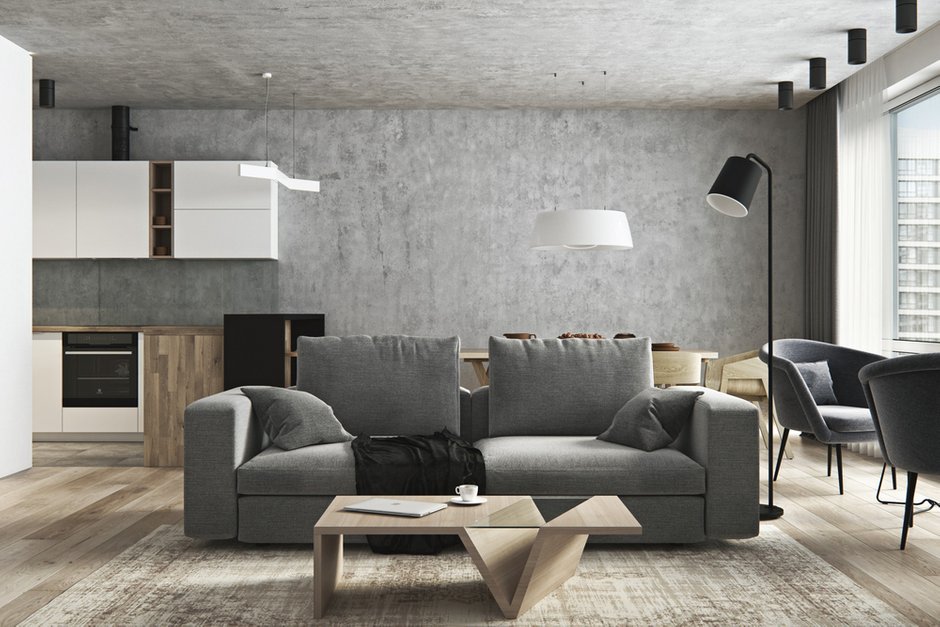 Фотография: Гостиная в стиле Современный, Квартира, Проект недели, Москва, Geometrium, Монолитный дом, 3 комнаты, Более 90 метров, ЖК «Лайнер» – фото на INMYROOM