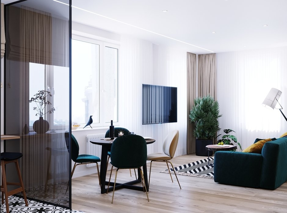 Фотография: Гостиная в стиле Современный, Квартира, Проект недели, Москва, 3 комнаты, 60-90 метров, Монолитно-кирпичный, Студия 20:18, ПРЕМИЯ INMYROOM – фото на INMYROOM