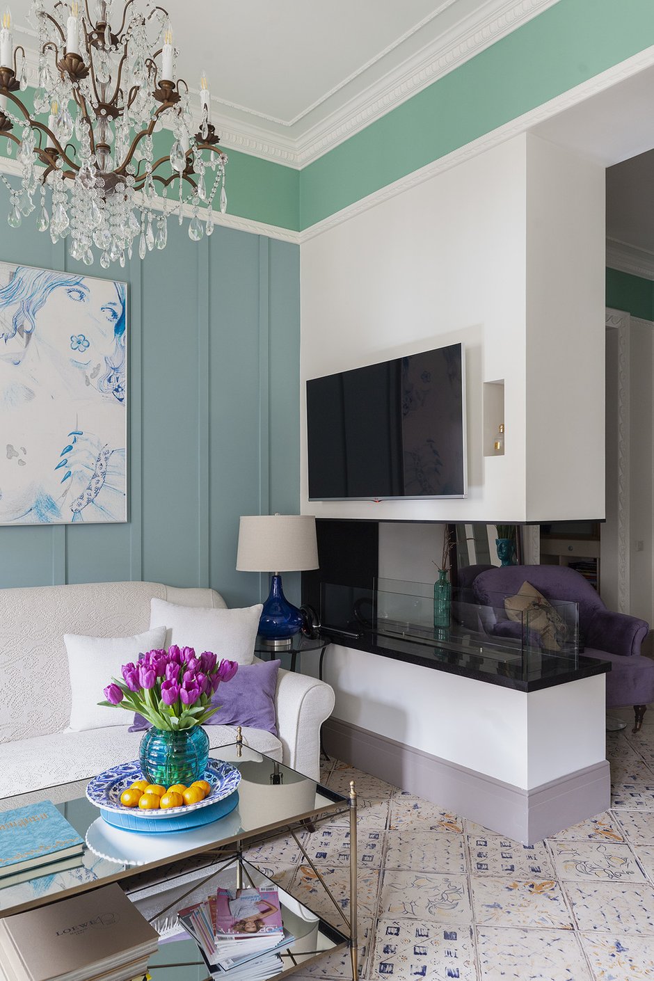 Фотография: Гостиная в стиле Прованс и Кантри, Квартира, Проект недели, Москва, Кирпичный дом, 2 комнаты – фото на INMYROOM