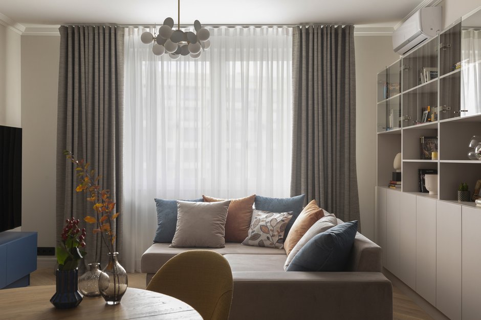 Фотография: Гостиная в стиле Современный, Квартира, Проект недели, Москва, 3 комнаты, Более 90 метров, Елена Миронова – фото на INMYROOM