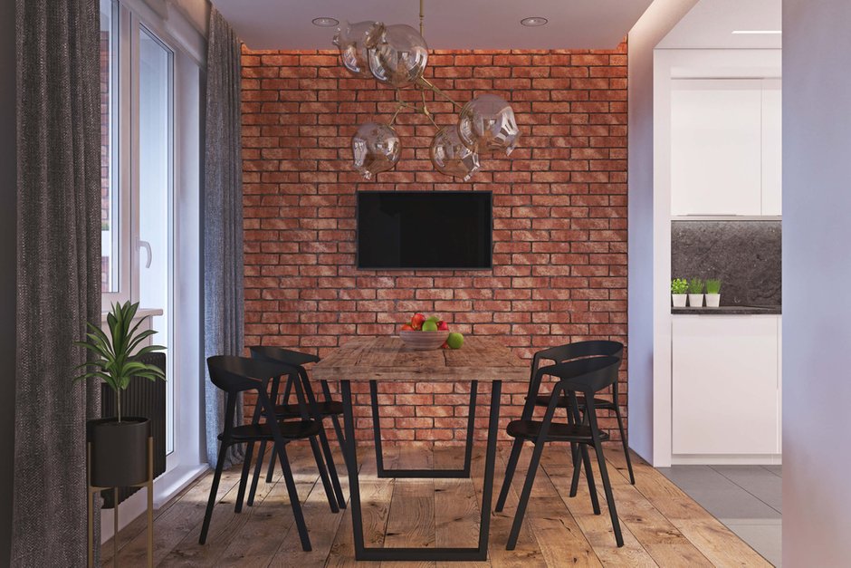 Фотография: Кухня и столовая в стиле Лофт, Квартира, Проект недели, Одинцово, Geometrium, Московская область, Монолитный дом, 2 комнаты, 60-90 метров – фото на INMYROOM
