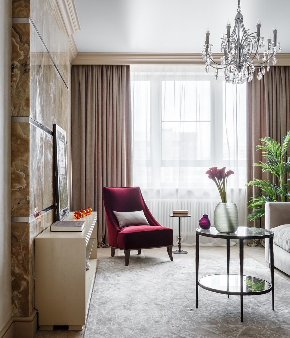 Фотография: Гостиная в стиле Современный, Эклектика, Квартира, Проект недели, Москва, 3 комнаты, Более 90 метров, Наталья Наумова – фото на INMYROOM