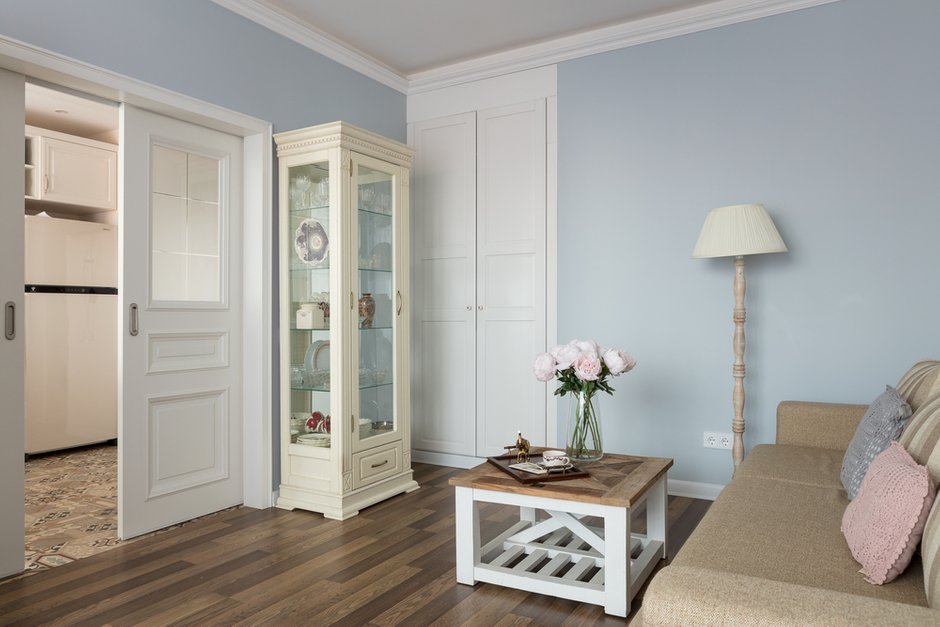 Фотография: Гостиная в стиле Прованс и Кантри, Квартира, Проект недели, Балашиха, Монолитный дом, 2 комнаты, 60-90 метров, Анна Елина – фото на INMYROOM