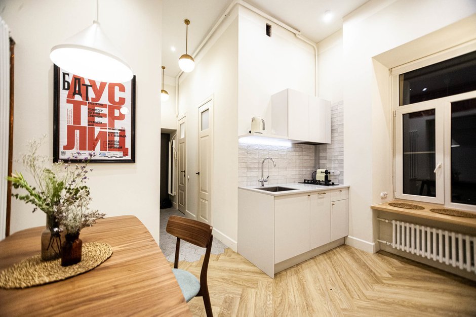 Фотография: Кухня и столовая в стиле Скандинавский, Лофт, Квартира, Проект недели, Санкт-Петербург, Кирпичный дом, 2 комнаты, 40-60 метров, VS-Buro, Валентина Щербакова – фото на INMYROOM