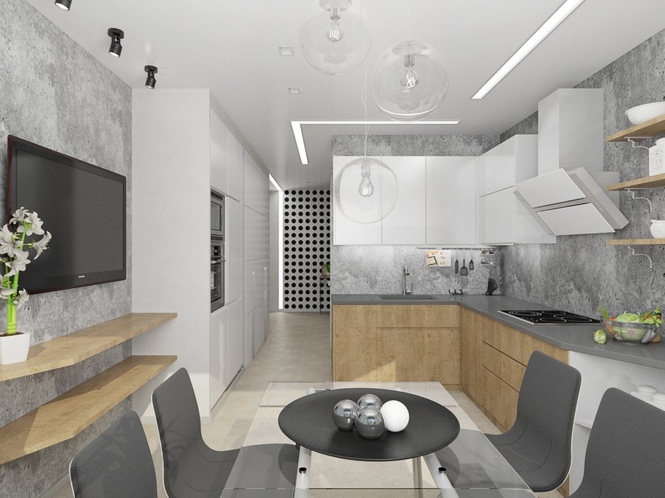 Фотография: Кухня и столовая в стиле Лофт, Современный, Квартира, Проект недели, Москва, Евгения Ермолаева, EEDS, новостройка, Монолитный дом, 2 комнаты, 60-90 метров – фото на INMYROOM