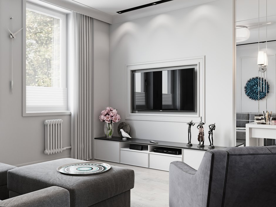 Фотография: Гостиная в стиле Современный, Квартира, Проект недели, Даша Ухлинова, Зеленоград, ГМС-1, 2 комнаты, 40-60 метров – фото на INMYROOM