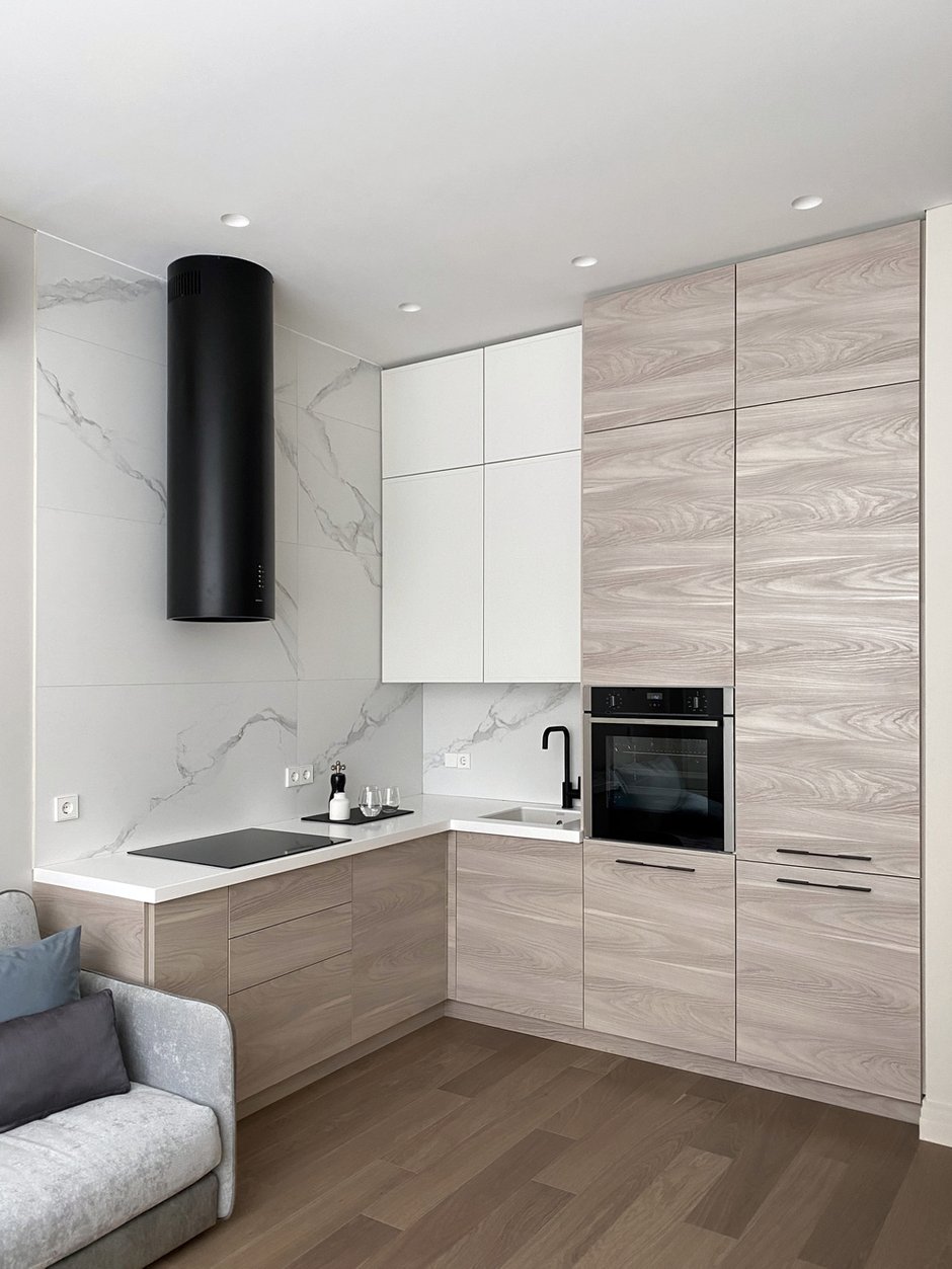 Фотография: Кухня и столовая в стиле Минимализм, Современный, Квартира, Проект недели, Москва, 1 комната, 40-60 метров, Светлана Пичугина – фото на INMYROOM