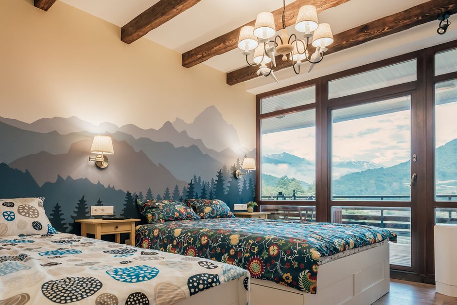 Фотография: Спальня в стиле Прованс и Кантри, Квартира, Проект недели, Сочи, 2 комнаты, 40-60 метров, Монолитно-кирпичный, Красная Поляна, Максим Нода, Номакс, ЖК «Катерина Альпик» – фото на INMYROOM