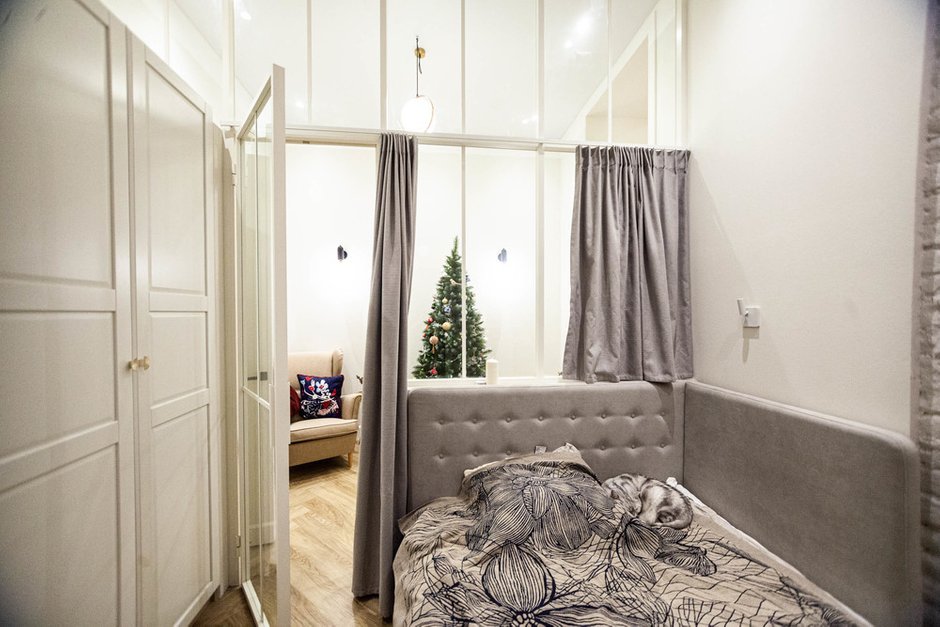 Фотография: Спальня в стиле Скандинавский, Лофт, Квартира, Проект недели, Санкт-Петербург, Кирпичный дом, 2 комнаты, 40-60 метров, VS-Buro, Валентина Щербакова – фото на INMYROOM