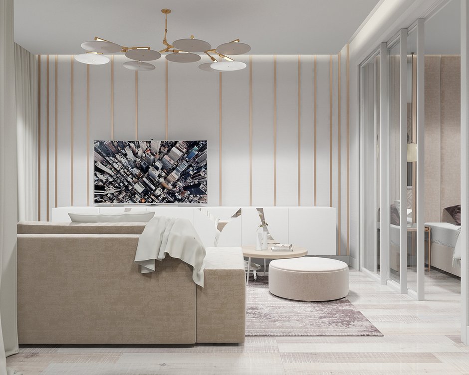 Фотография: Гостиная в стиле Современный, Квартира, Студия, Проект недели, Новая Москва, Монолитный дом, 40-60 метров, Лена Логинова – фото на INMYROOM