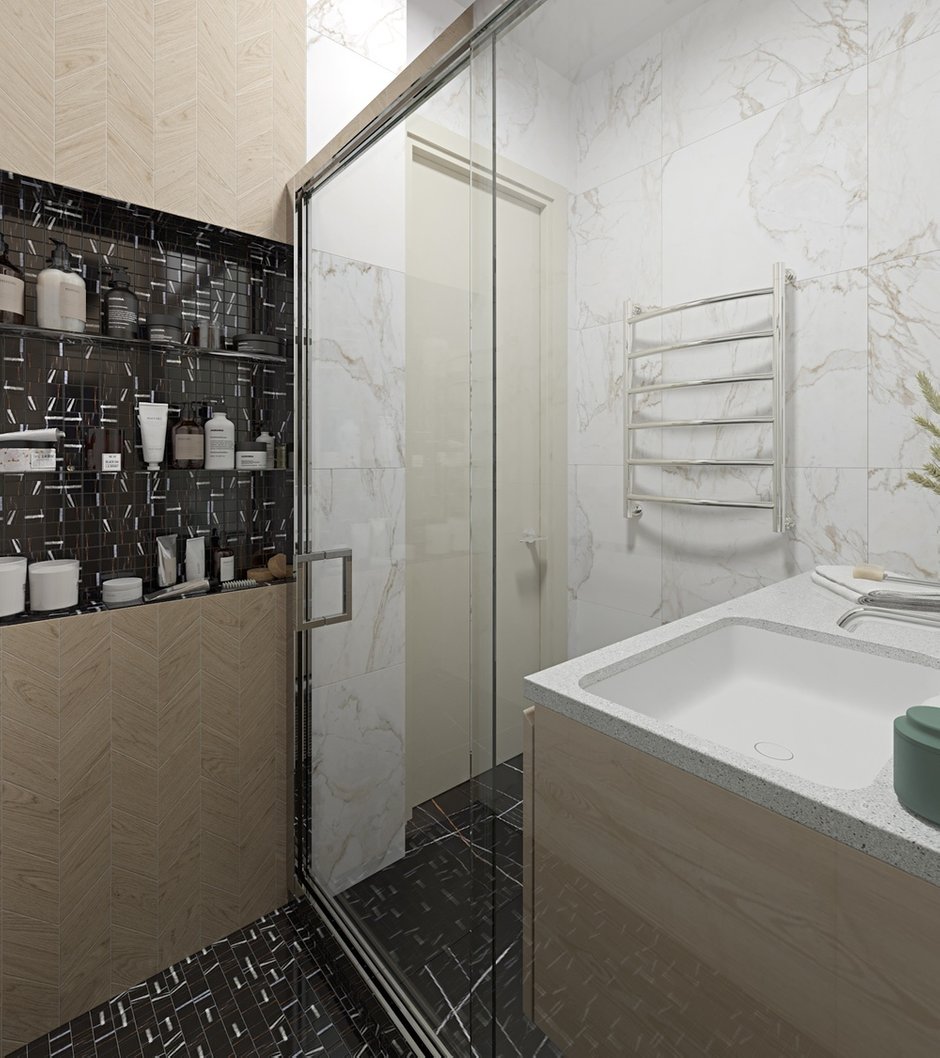 Фотография: Ванная в стиле Современный, Квартира, Проект недели, Москва, Сталинка, 3 комнаты, 60-90 метров, Более 90 метров, Наталья Мердина – фото на INMYROOM