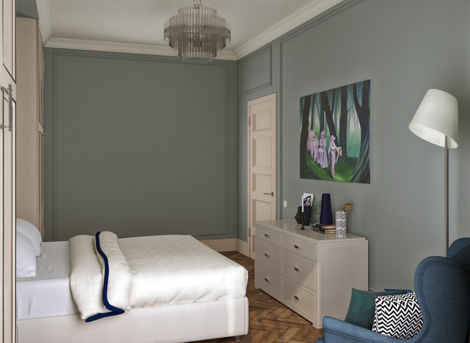 Фотография: Спальня в стиле Современный, Квартира, Проект недели, Москва, Ирина Бронникова, Ирина Кривцова, Сталинка, 2 комнаты, 60-90 метров – фото на INMYROOM