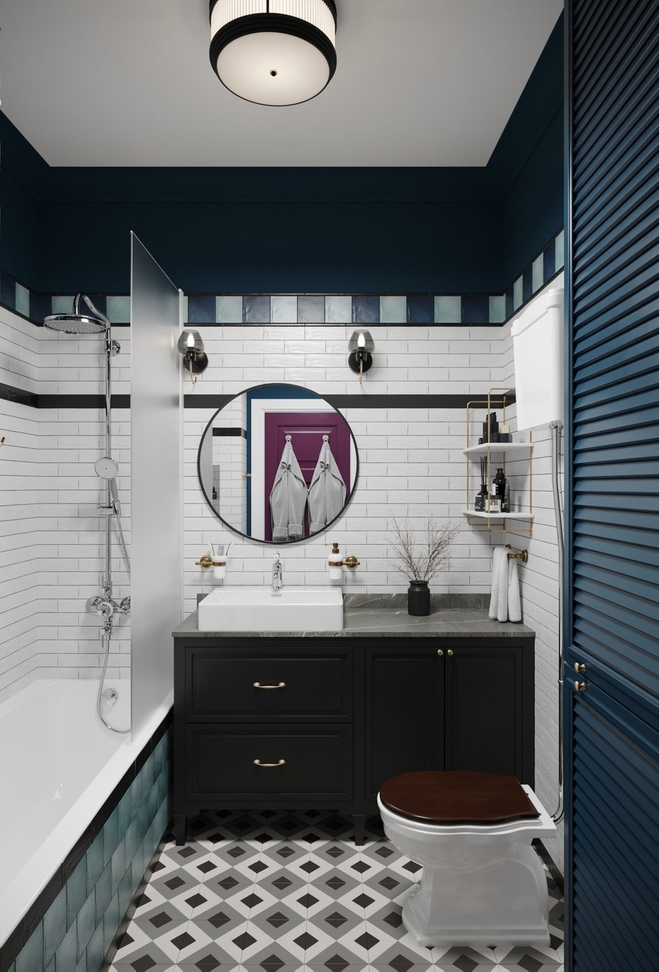 Фотография: Ванная в стиле Современный, Эклектика, Квартира, Проект недели, Москва, 3 комнаты, 60-90 метров, Более 90 метров, Олеся Березовская, DesignStudio13 – фото на INMYROOM