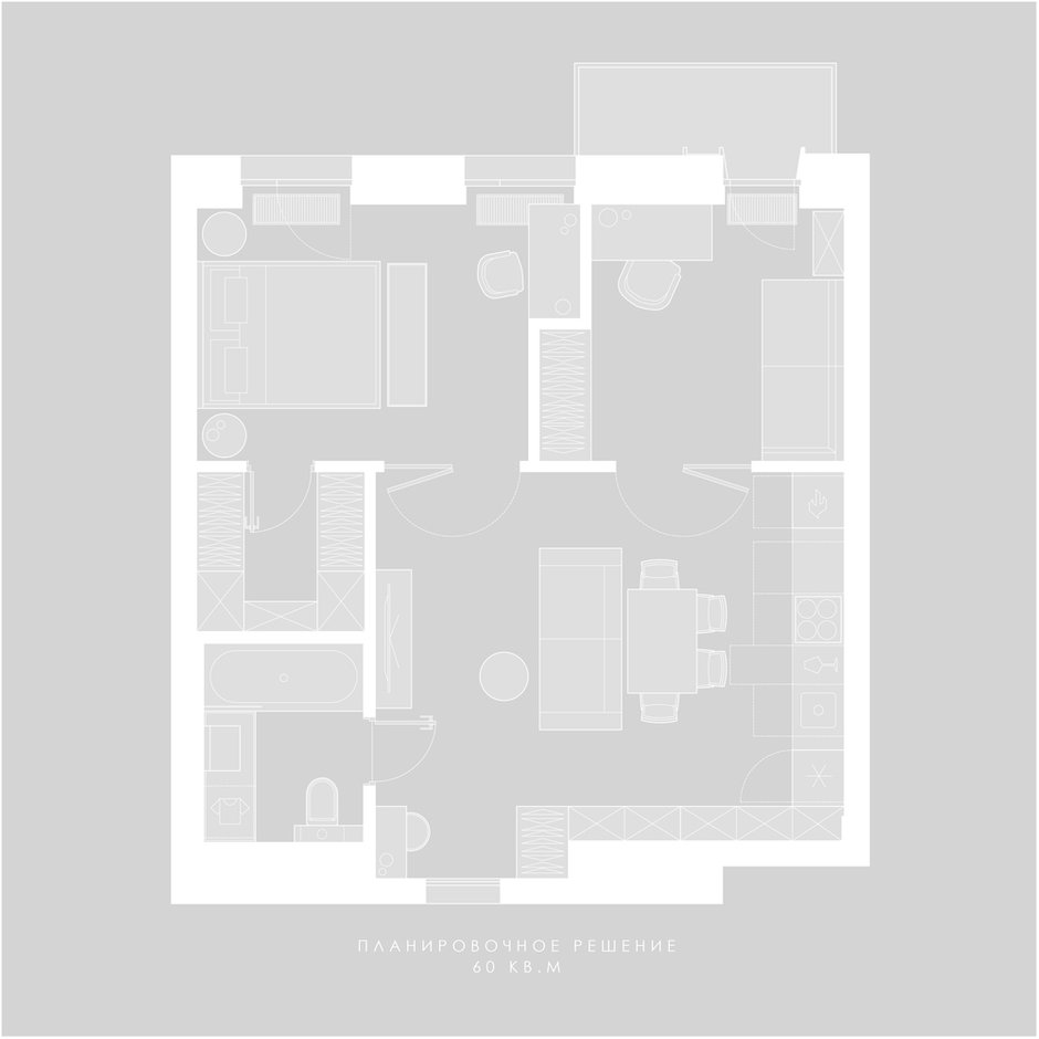 Фото: Планировки в стиле, Квартира, Проект дня, 3 комнаты, 40-60 метров – фото на INMYROOM