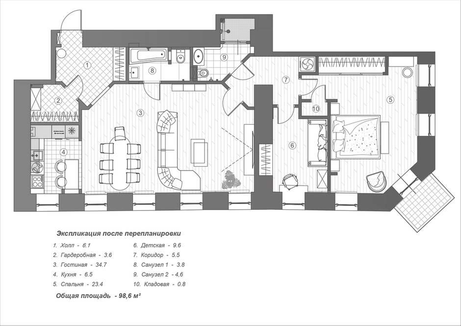Фото: Планировки в стиле, Квартира, Проект дня, Санкт-Петербург, Кирпичный дом, Более 90 метров, модерн с элементами классики и роскоши, Наталья Шмидт – фото на INMYROOM