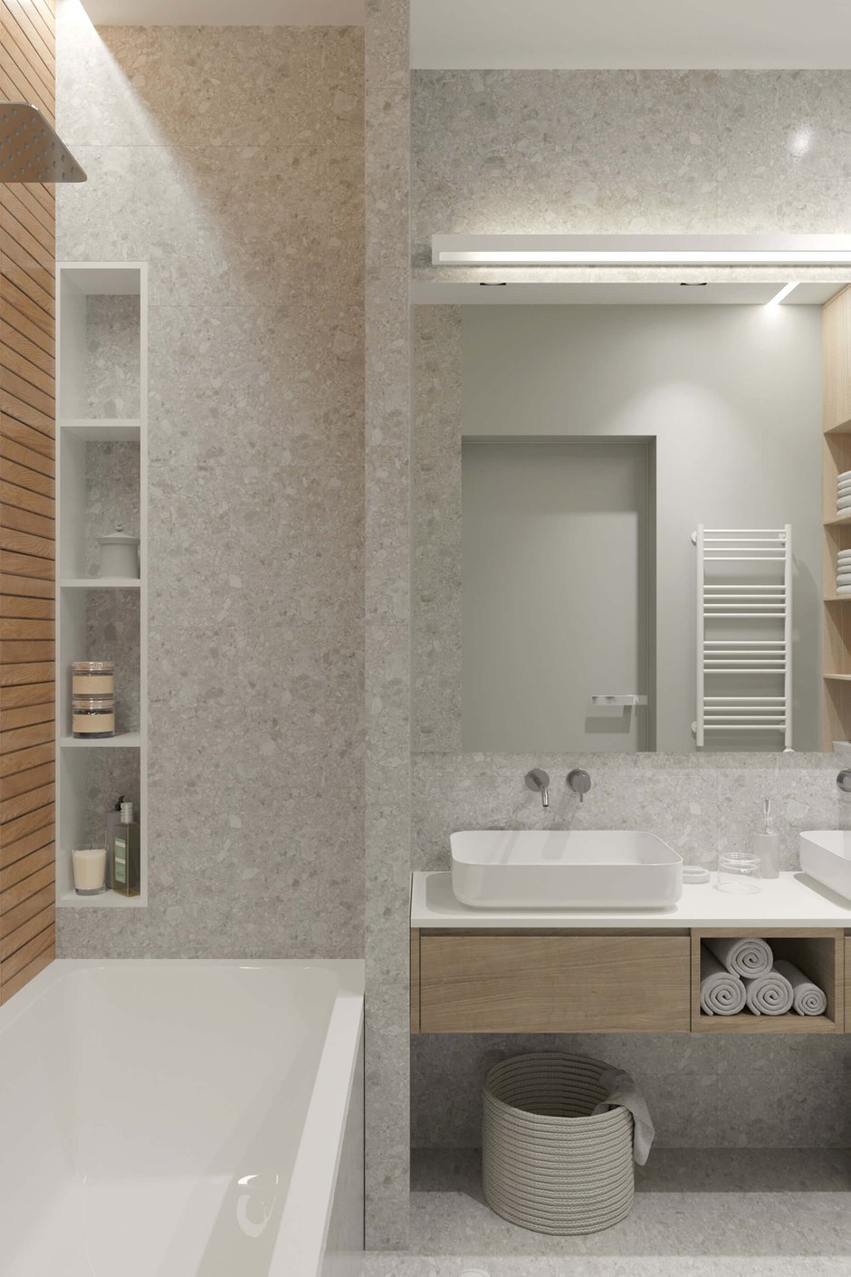 Фотография: Ванная в стиле Современный, Скандинавский, Квартира, Проект недели, Москва, Павел Герасимов, Geometrium, Монолитный дом, 4 и больше, Более 90 метров – фото на INMYROOM