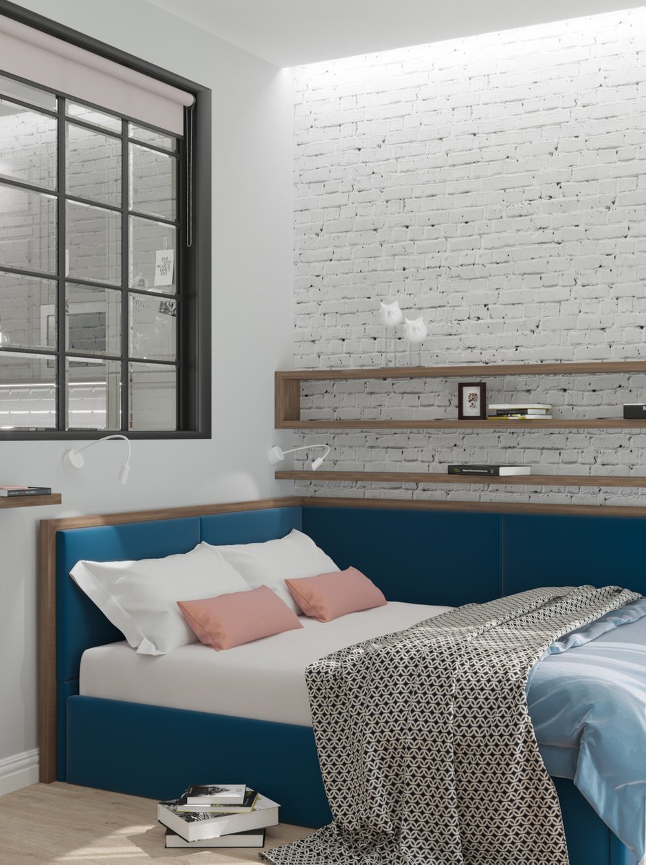 Фотография: Спальня в стиле Скандинавский, Современный, Малогабаритная квартира, Квартира, Проект недели, Москва, Монолитный дом, 2 комнаты, до 40 метров, Тор-Ард – фото на INMYROOM