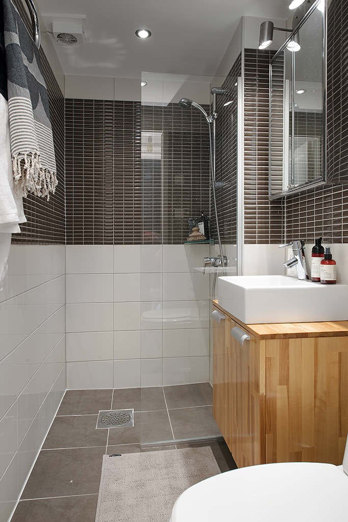 Фотография: Ванная в стиле Современный, Скандинавский, Малогабаритная квартира, Квартира, Дома и квартиры – фото на INMYROOM