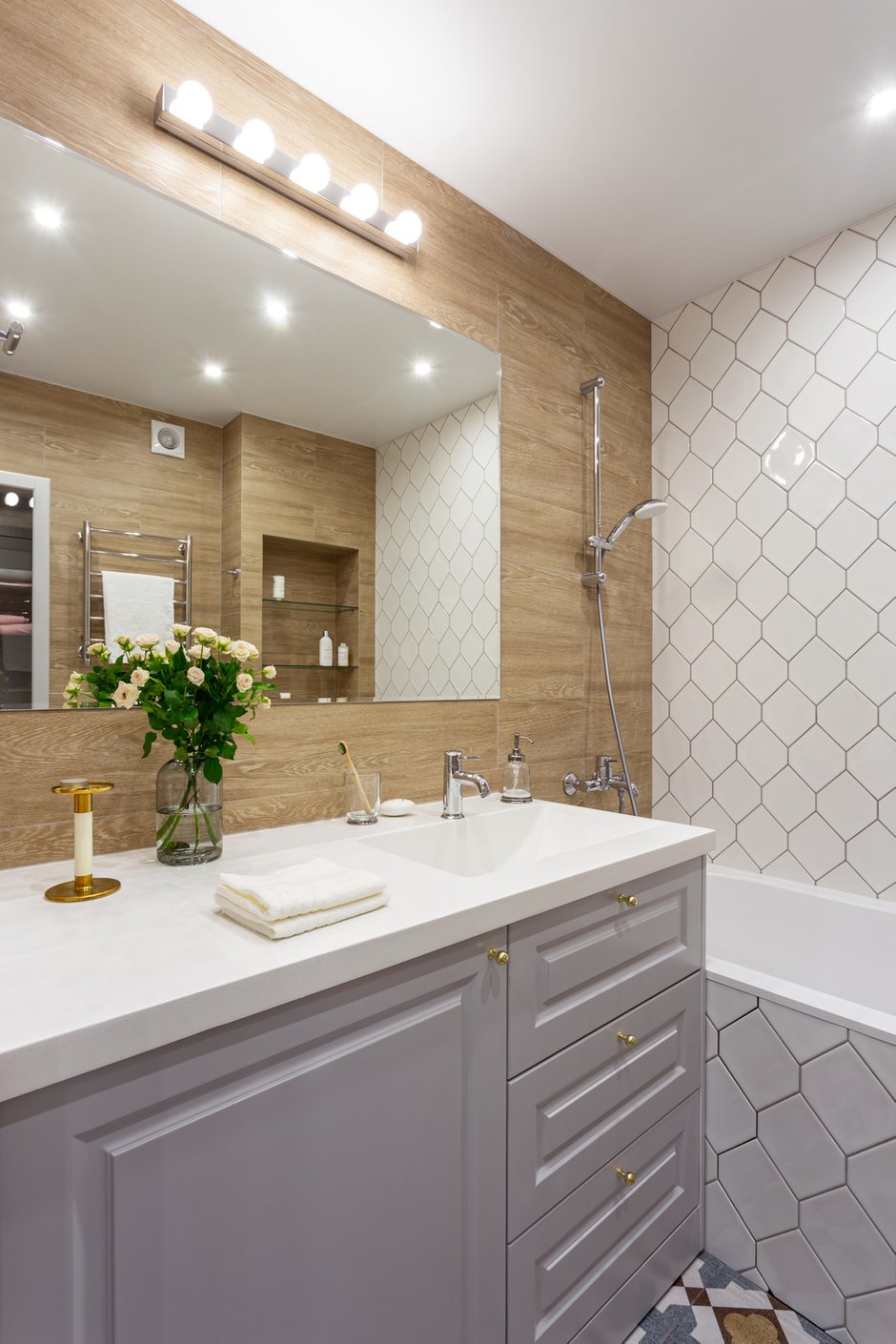 Фотография: Ванная в стиле Скандинавский, Современный, Квартира, Проект дня, Москва, Татьяна Иванова, 2 комнаты, 40-60 метров – фото на INMYROOM