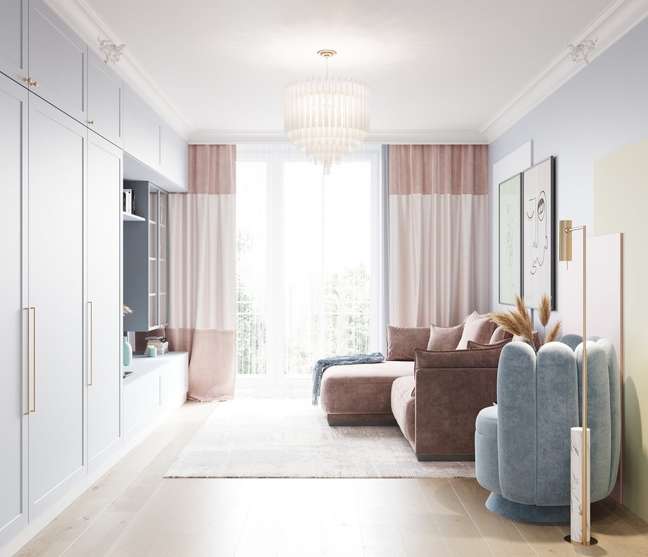 Фотография: Гостиная в стиле Современный, Квартира, Проект недели, Санкт-Петербург, Елена Иванова, 3 комнаты, Более 90 метров – фото на INMYROOM