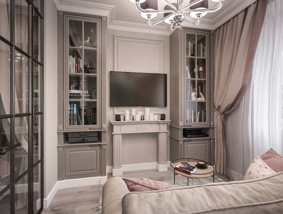 Фотография: Гостиная в стиле Прованс и Кантри, Квартира, Проект недели, Москва, Сталинка, Кирпичный дом, 1 комната, 2 комнаты, до 40 метров, Анна Лубкова – фото на INMYROOM