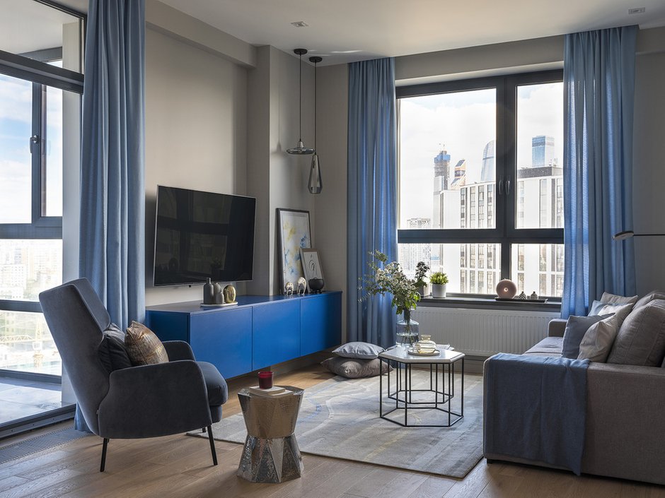 Фотография: Гостиная в стиле Современный, Квартира, Проект недели, Монолитный дом, 2 комнаты, 40-60 метров, Наталья Коренева, Елена Жадан – фото на INMYROOM