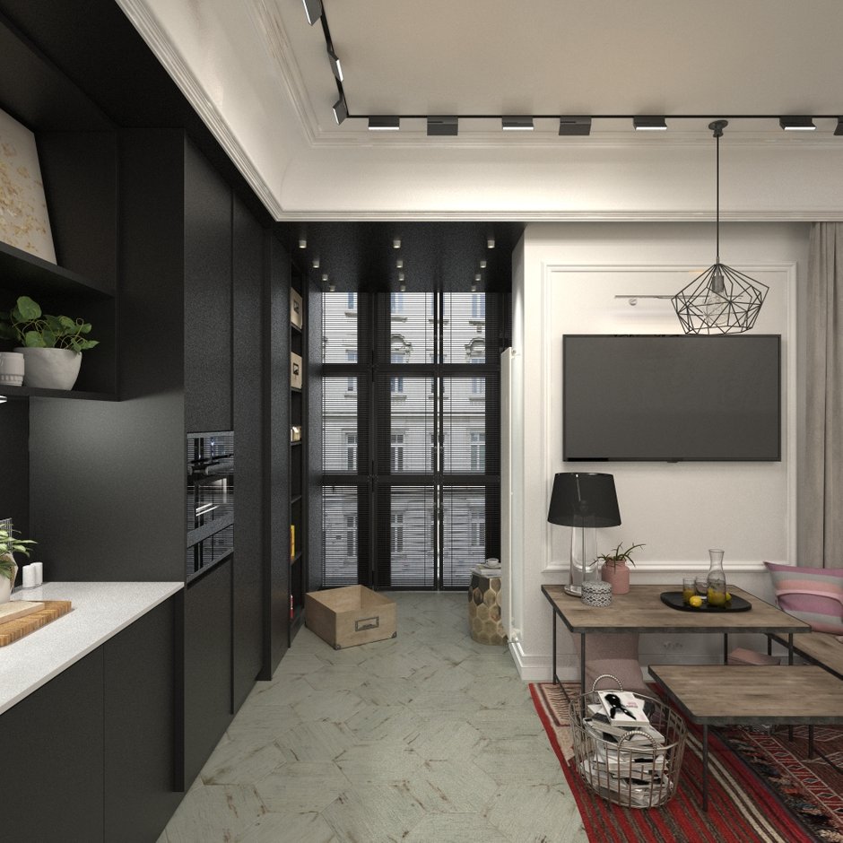 Фотография: Гостиная в стиле Скандинавский, Квартира, Проект недели, Блочный дом, 2 комнаты, 40-60 метров, Юлия Штыкина, Ла Корунья – фото на INMYROOM