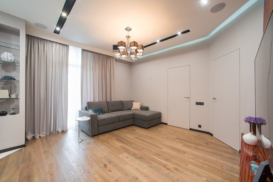 Фотография: Гостиная в стиле Минимализм, Квартира, Проект недели, Москва, Монолитный дом, 3 комнаты, 60-90 метров, Сергей Саргин, ЖК «Двинцев 14» – фото на INMYROOM