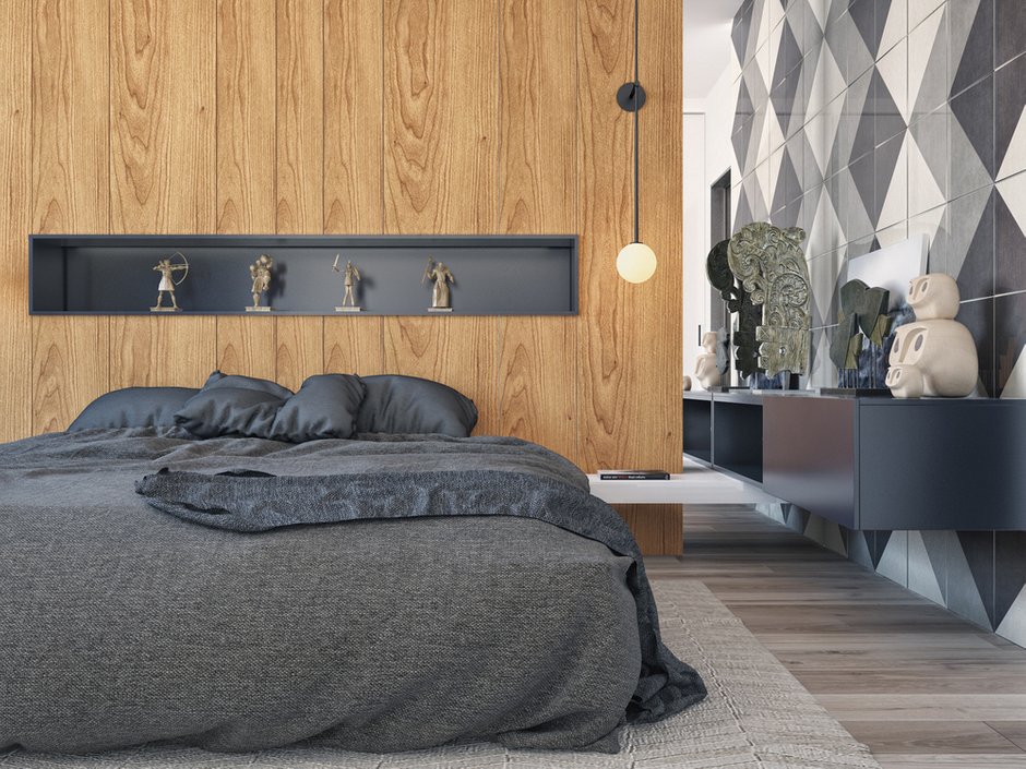 Фотография: Спальня в стиле Современный, Квартира, Проект недели, Эко, Казань, Марсель Кадыров, новостройка, Монолитный дом, 2 комнаты, 60-90 метров – фото на INMYROOM