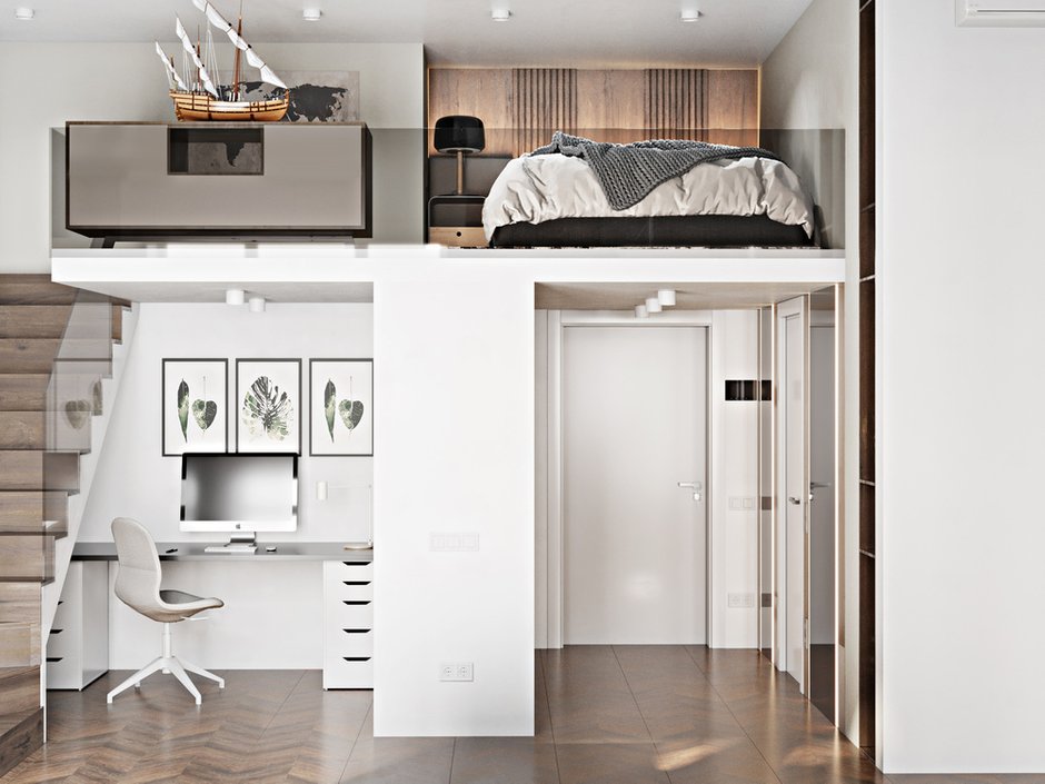 Фотография: Кабинет в стиле Современный, Квартира, Студия, Проект недели, Москва, до 40 метров, 40-60 метров, Александра Гартке – фото на INMYROOM