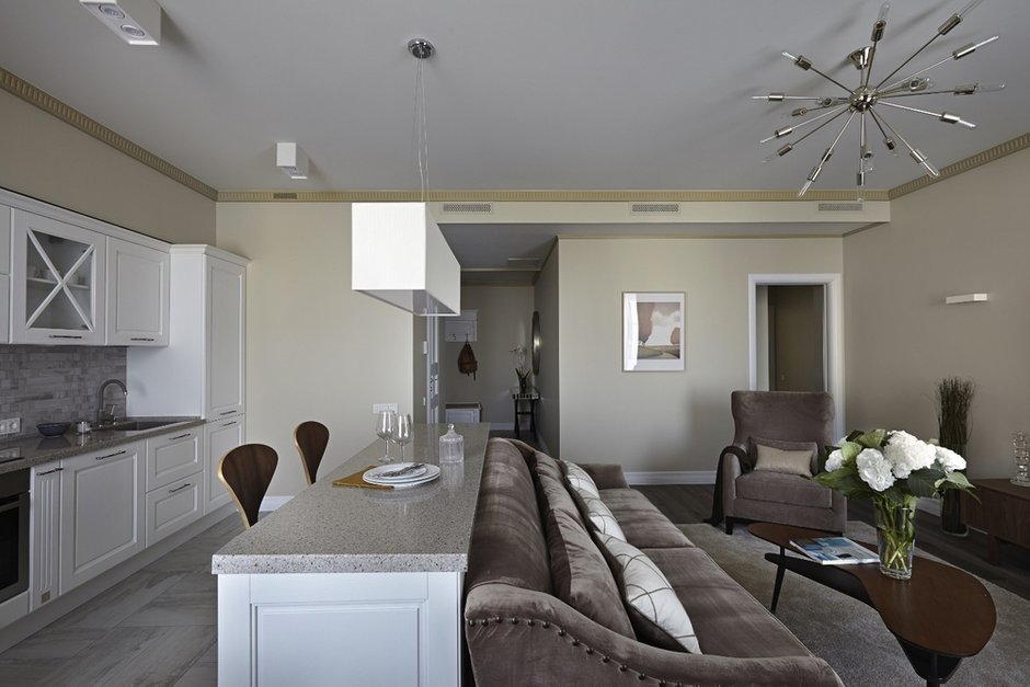 Фотография: Гостиная в стиле Современный, Квартира, Проект недели, Москва, новостройка, Дизайн в кубе, ЖК Английский квартал, 3 комнаты, Более 90 метров – фото на INMYROOM