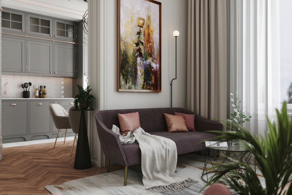 Фотография: Гостиная в стиле Классический, Современный, Эклектика, Квартира, Проект недели, Одинцово, Монолитный дом, 2 комнаты, 40-60 метров, Andrei Lobin Design Buro, Андрей Лобин – фото на INMYROOM