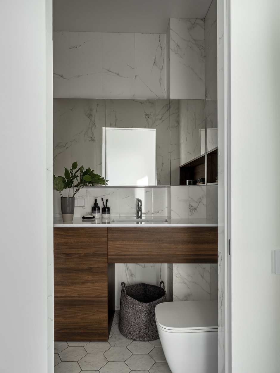 Фотография: Ванная в стиле Современный, Минимализм, Малогабаритная квартира, Квартира, Проект недели, Санкт-Петербург, Алексей Иванов, Geometrium, 2 комнаты, до 40 метров, Александра Андриянова – фото на INMYROOM