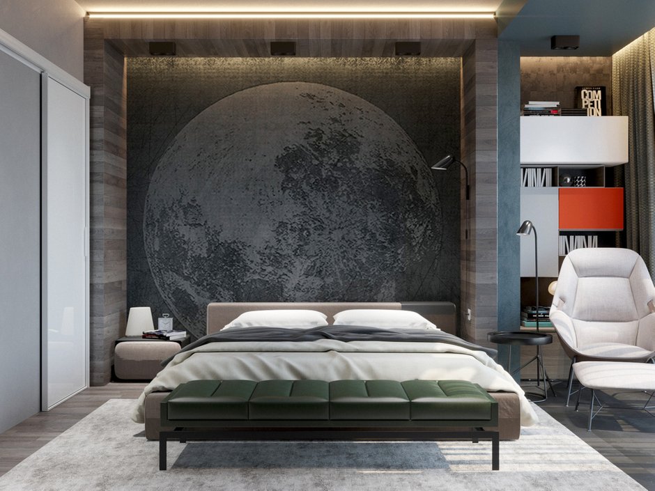 Фотография: Спальня в стиле Современный, Квартира, Проект недели, Павел Алексеев, 3 комнаты, Более 90 метров, Монолитно-кирпичный, «Парк Рублево» – фото на INMYROOM