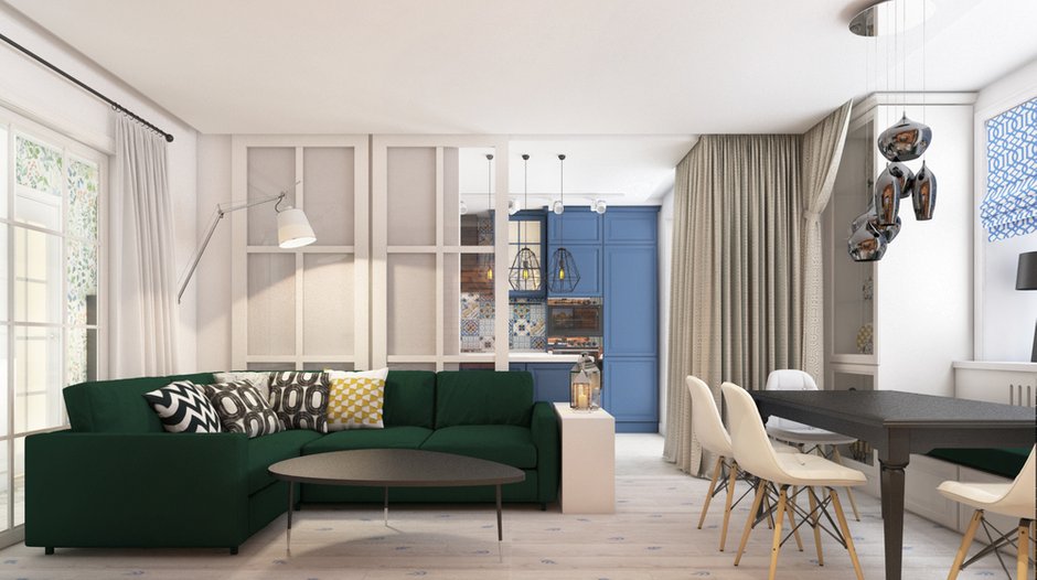 Фотография: Гостиная в стиле Современный, Квартира, Проект недели, Смоленск, Кирпичный дом, 2 комнаты, 60-90 метров, Марина Козина – фото на INMYROOM