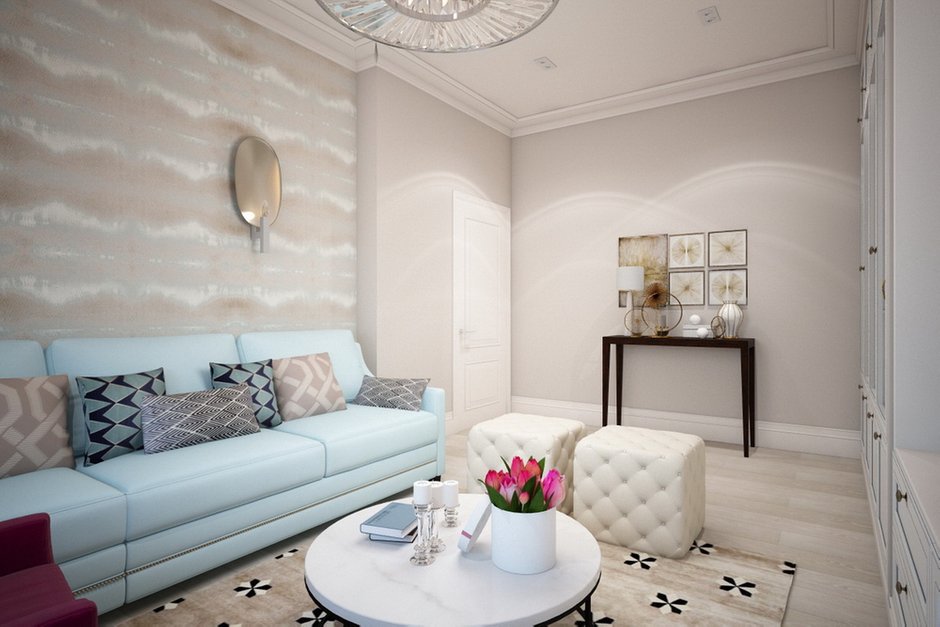 Фотография: Гостиная в стиле Прованс и Кантри, Современный, Квартира, Проект недели, Санкт-Петербург, новостройка, Светлана Иванова, Кирпичный дом, Монолитный дом, 2 комнаты, 60-90 метров – фото на INMYROOM