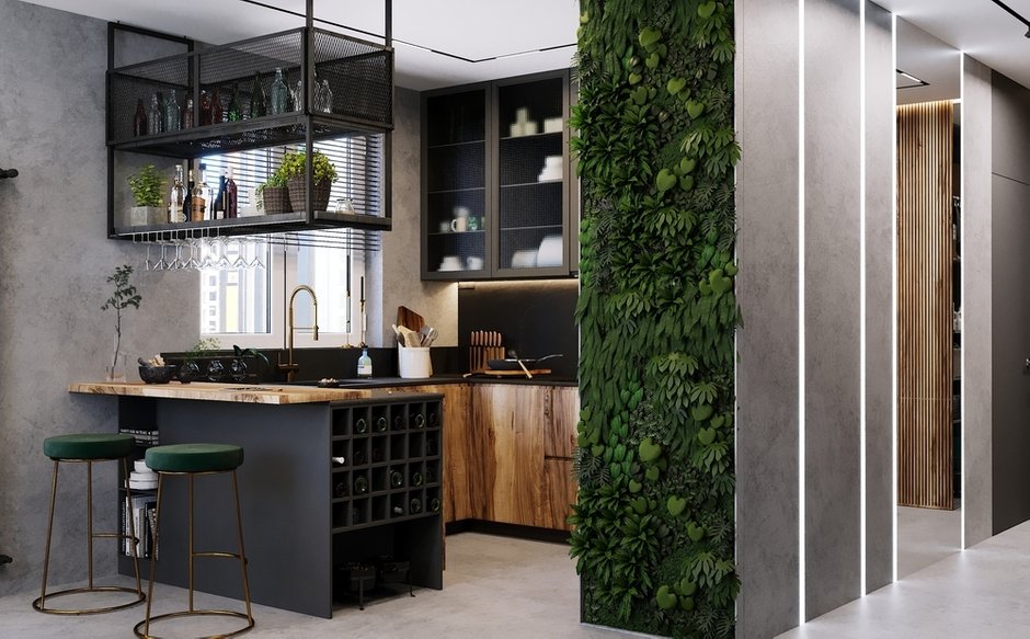 Фотография: Кухня и столовая в стиле Лофт, Современный, Квартира, Проект недели, Санкт-Петербург, 3 комнаты, 60-90 метров, Монолитно-кирпичный, Студия 20:18 – фото на INMYROOM