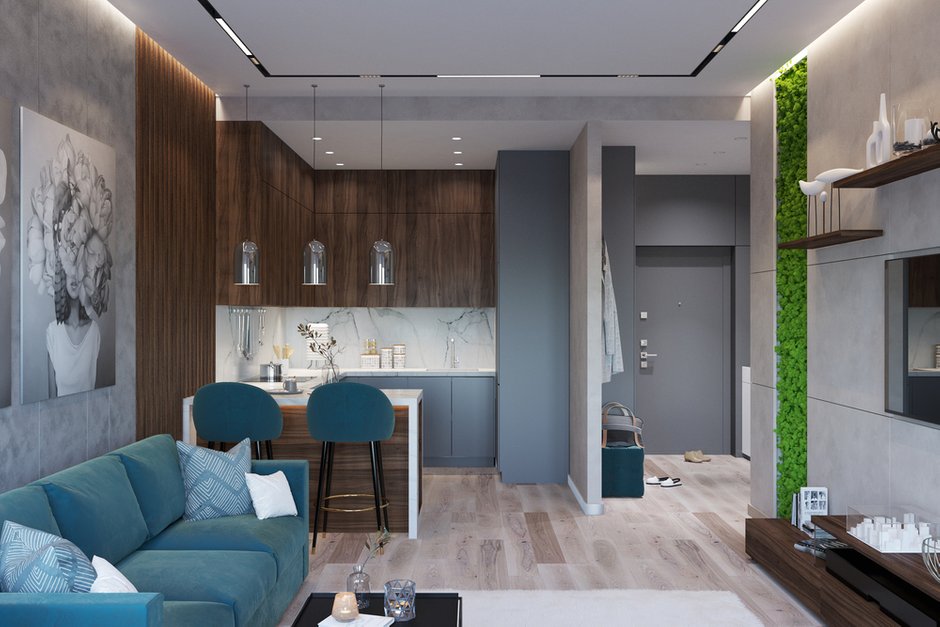 Фотография: Гостиная в стиле Современный, Квартира, Проект недели, Москва, 2 комнаты, 40-60 метров, Deus of House – фото на INMYROOM