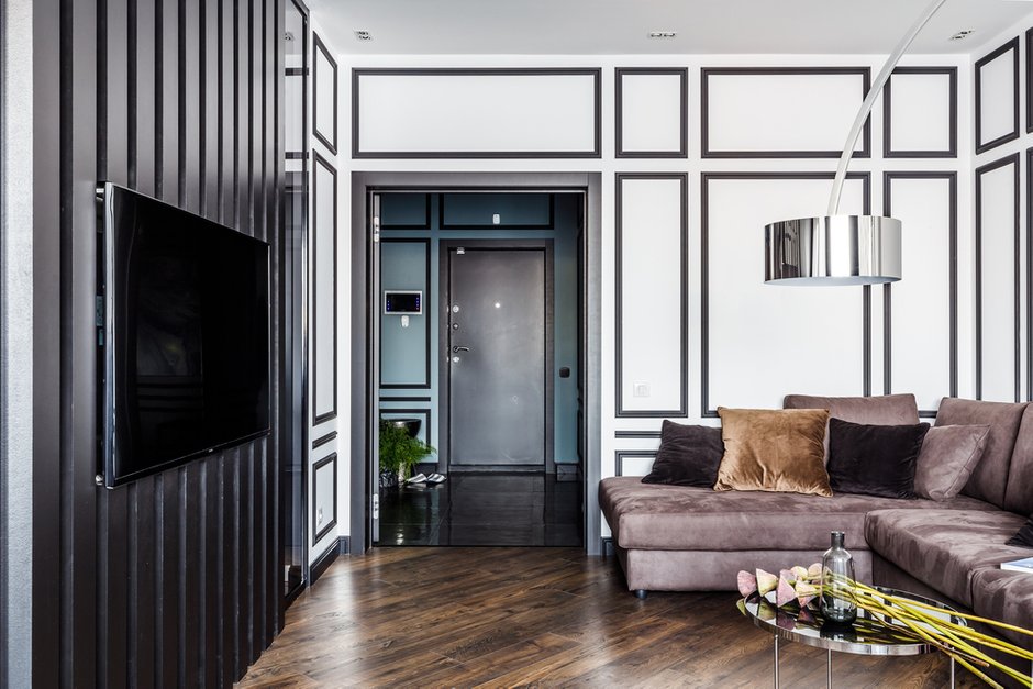 Фотография: Гостиная в стиле Современный, Лофт, Квартира, Проект недели, Краснодар, Монолитный дом, 2 комнаты, 60-90 метров, Ксения Демина – фото на INMYROOM