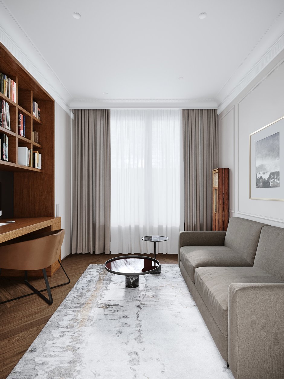 Фотография: Кабинет в стиле Современный, Квартира, Проект дня, Москва, Айя Лисова, 4 и больше, Более 90 метров, Эксклюзивные проекты, Aiya Design – фото на INMYROOM