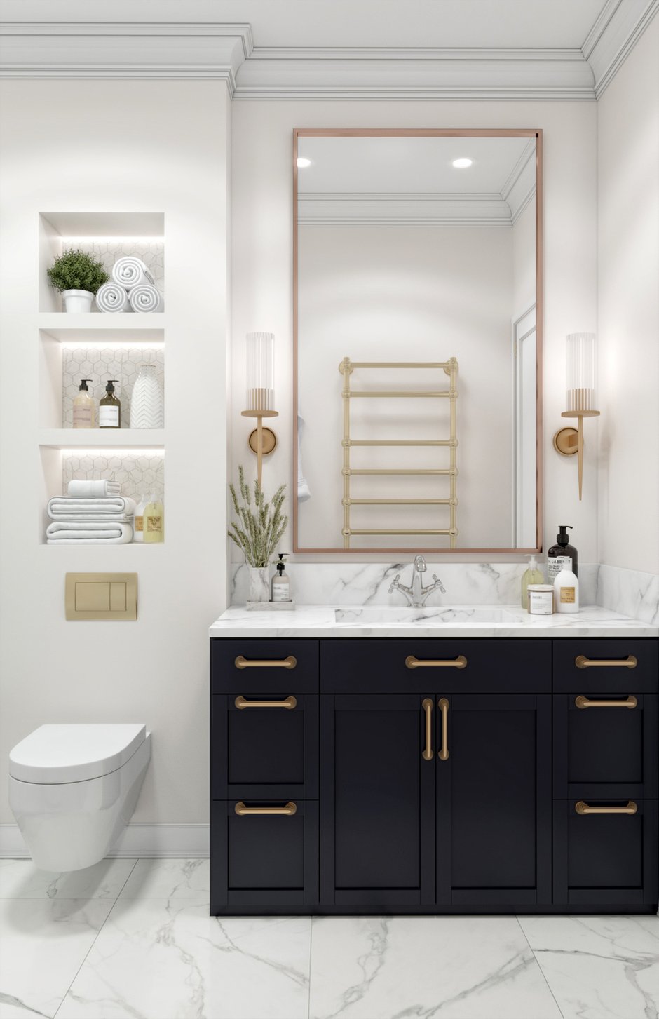 Фотография: Ванная в стиле Классический, Современный, Эклектика, Квартира, Проект недели, Москва, Татьяна Безверхая, 4 и больше, Более 90 метров, Монолитно-кирпичный – фото на INMYROOM